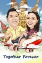 Funny Couple Vacation Cartoon