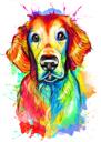 Gekleurde karikatuur: portret van een aquarelhond