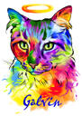 Retrato conmemorativo en acuarela con halo por la pérdida de una mascota