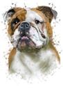 Retrato de Bulldog acuarela en coloración natural