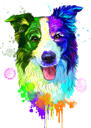Retrato de cão de serviço a partir de fotos - Estilo aquarela