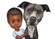 Caricatura de bebé y perro