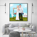 Портрет свадебной пары в цветном стиле на холсте