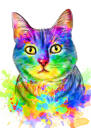صورة كاريكاتورية ملونة بالألوان المائية للقطط من الصورة بأسلوب فني
