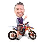 Motorradfahrer-Cartoon-Karikatur nach Foto
