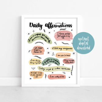 6. Daily Affirmations Poster - Positive Affirmation Print - Motivational Poster-0