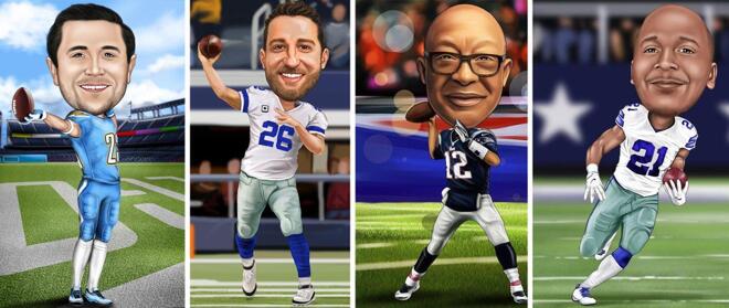 Caricatura de futebol americano de rugby