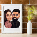Portrait de couple dans un style coloré à partir de photos sous forme d'affiche imprimée