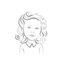 Børnekarikatur tegneserietegning fra foto i sort-hvid omrids