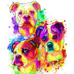Boxer Group Portræt i akvarel Rainbow Style fra Fotos