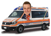 Caricatura del conducente di emergenza medica da foto per regalo personalizzato