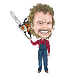 Worker with Chainsaw Caricature