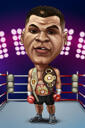 Caricatura do boxeador no ringue