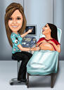 Tam Vücut Kadının Hamilelik Duyuru Karikatürü