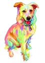 مخصص الكلب الكرتون - نمط ألوان مائية الباستيل كامل الجسم