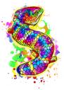Retrato de Iguana acuarela dibujado a mano de fotos en estilo arco iris