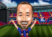 Sport Caricature with Stadium Background in Colored Style