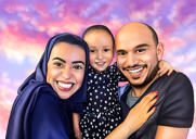 Ritratto realistico di famiglia caricaturale