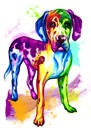 Retrato de corpo inteiro do Dogue Alemão em estilo aquarela brilhante da foto