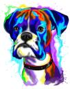 Boxer Dog Cartoon Karikatur Zeichnung im Aquarell-Stil aus Fotos