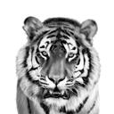 Tiger tecknad i svart och vit stil