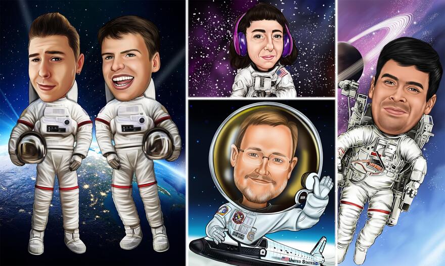 Karikatura astronautů