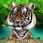 Caricatura de tigre con fondo