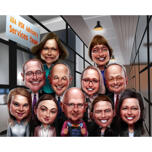 High Exaggerated Corporate Group Drawing