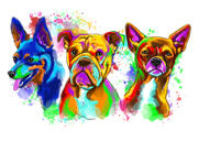 Bunte Aquarell-Hundeporträt von Fotos