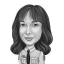 Police Officer Gift Carcaiture in Black and White Style