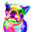 Franse Bulldog Portret Aquarel Stijl