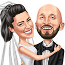 Gelukkig 1-jarig jubileum bruiloft kleurstijl karikatuur uit foto's