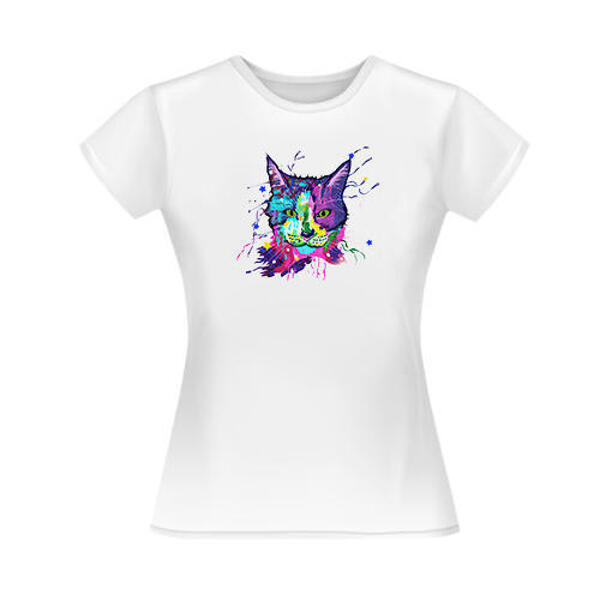 صورة حيوان أليف بألوان مائية زاهية من الصور كهدية مخصصة على طباعة القميص
