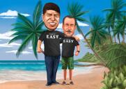 Caricatura di amici in vacanza