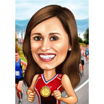 Карикатура на бегущий марафон