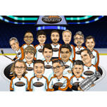 Karikatura skupiny hokejového týmu