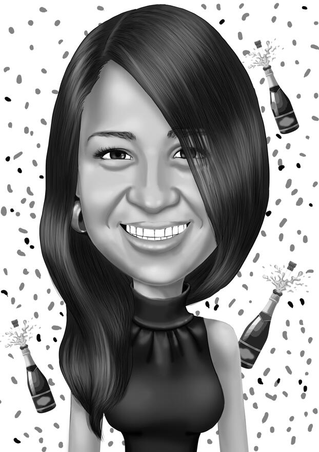 Tillykke med tegning i sort og hvid