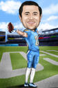 Rugby Player Caricature with Stadium Background