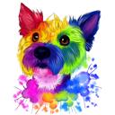 Suluboya Pastel Stilinde Yorkie Köpek Karikatür Portresi