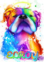 Hundar som korsar regnbågsbron - minneshundporträtt i akvarellstil