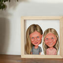 Portret caricatura prietenilor din fotografii cu fundal colorat - imprimare pe poster