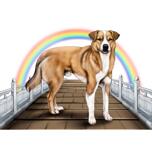 Pintura de ponte de arco-íris de cachorro