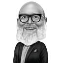 Caricatura de abuelo en estilo blanco y negro