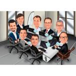 Ettevõttegrupi karikatuur koosolekul