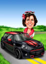 Personne voyageant en voiture Caricature pour un voyage de vacances Cadeau de dessin animé