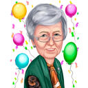 Karikatyr för mormor i färgstil för födelsedagspresent