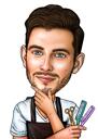 Barberkarikatur: Frisørgave til en frisør