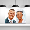 Retrato de casal de estilo colorido desenhado à mão a partir de fotos - impressão em tela