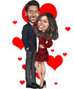Romanttinen intialainen pariskunta ystävänpäivän sarjakuva muotokuva valokuvista