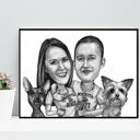 Couple Canvas Caricature Gift in Black and White Style for Valentine Day